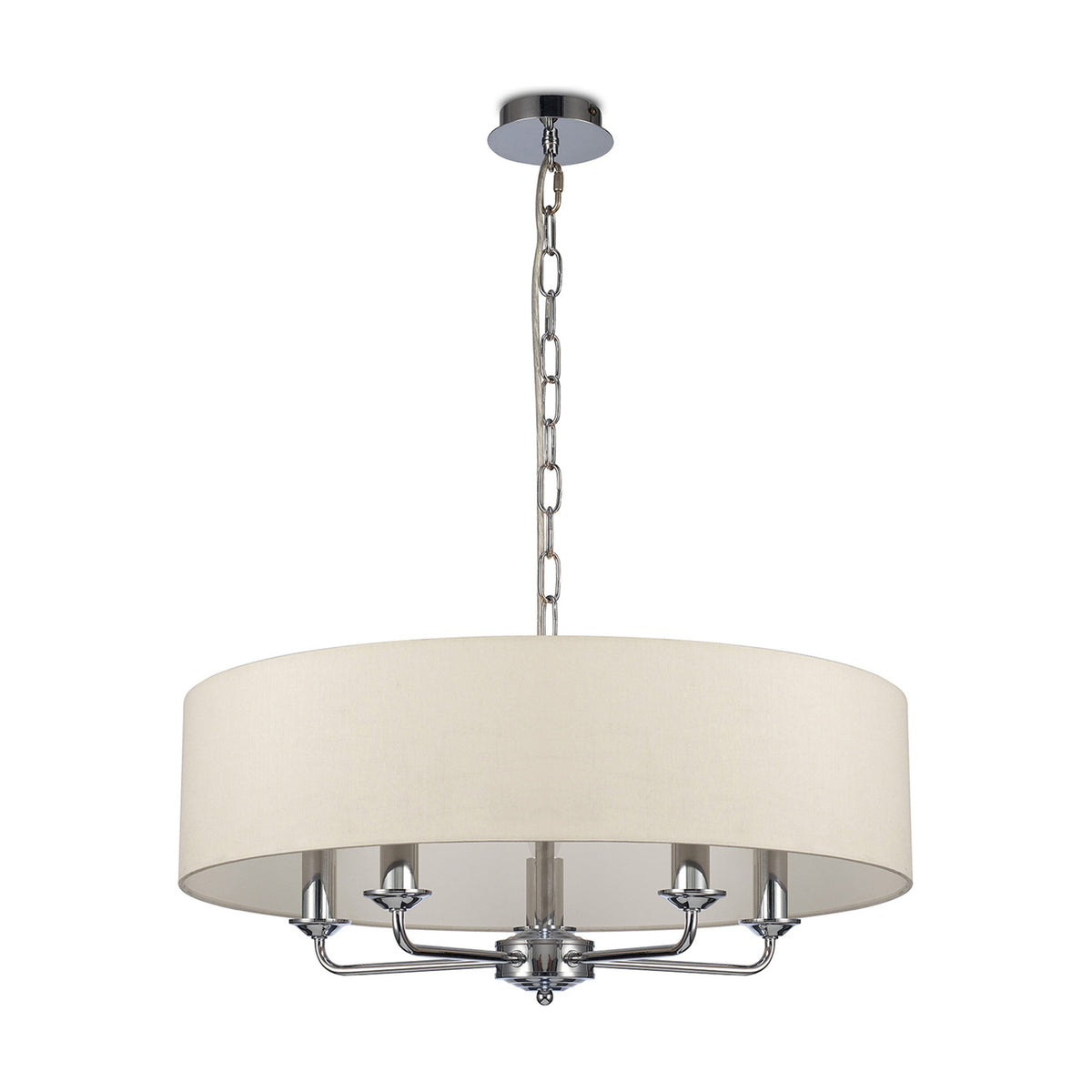 Banyan 5 Light Pendant Light Ivory Pearl 60cm - Polished Chrome