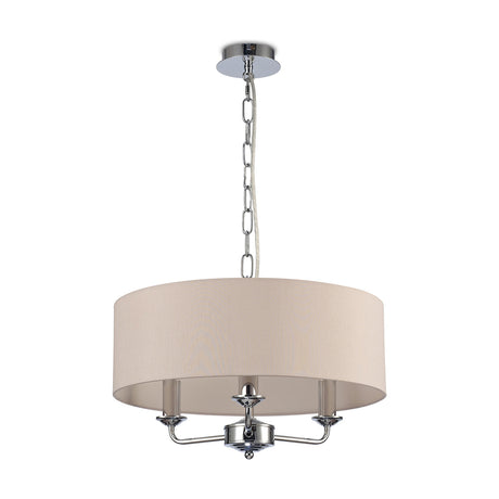 Banyan 3 Light Pendant Light 45cm Nude Beige - Polished Chrome