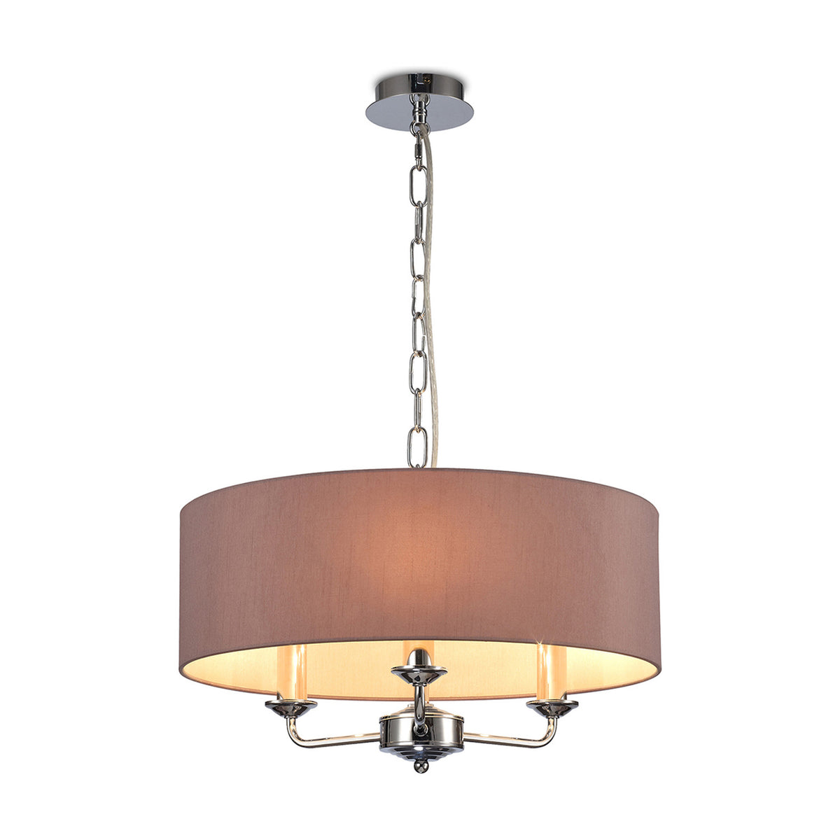 Banyan 3 Light E14 Pendant Light 45cm Taupe - Polished Chrome