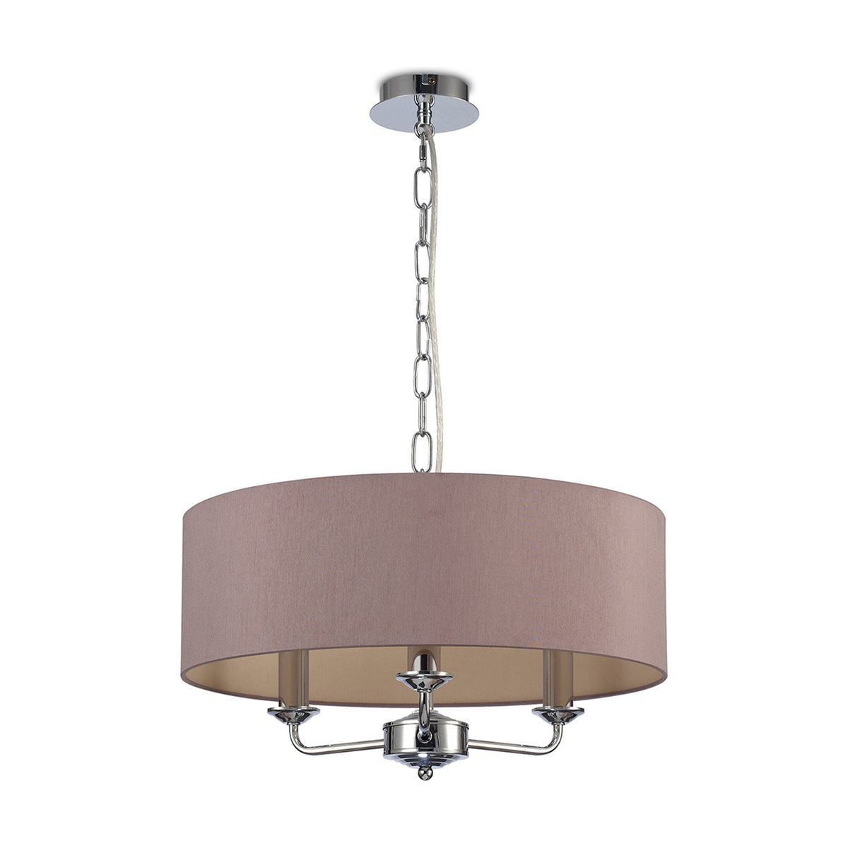 Banyan 3 Light E14 Pendant Light 45cm Taupe - Polished Chrome