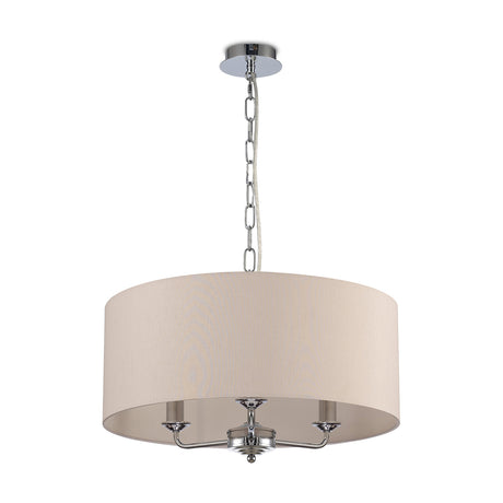Banyan 3 Light Pendant Light 50cm Nude Beige - Polished Chrome