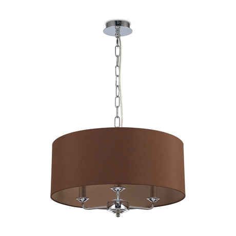 Banyan 3 Light E14 Pendant Light 50cm Raw Cocoa - Polished Chrome