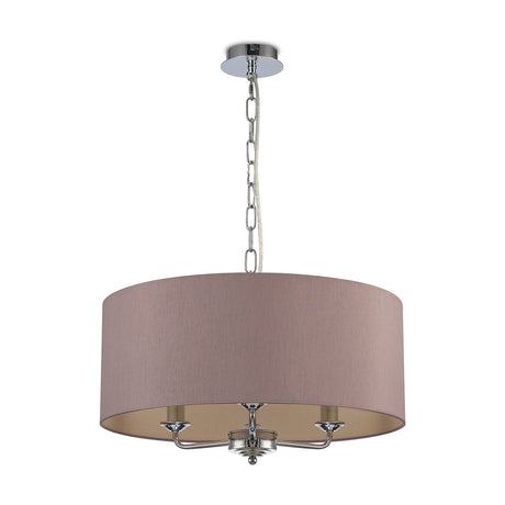 Banyan 3 Light E14 Pendant Light 50cm Taupe - Polished Chrome