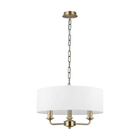 Banyan 3 Light E14 Pendant Light 45cm White - Antique Brass
