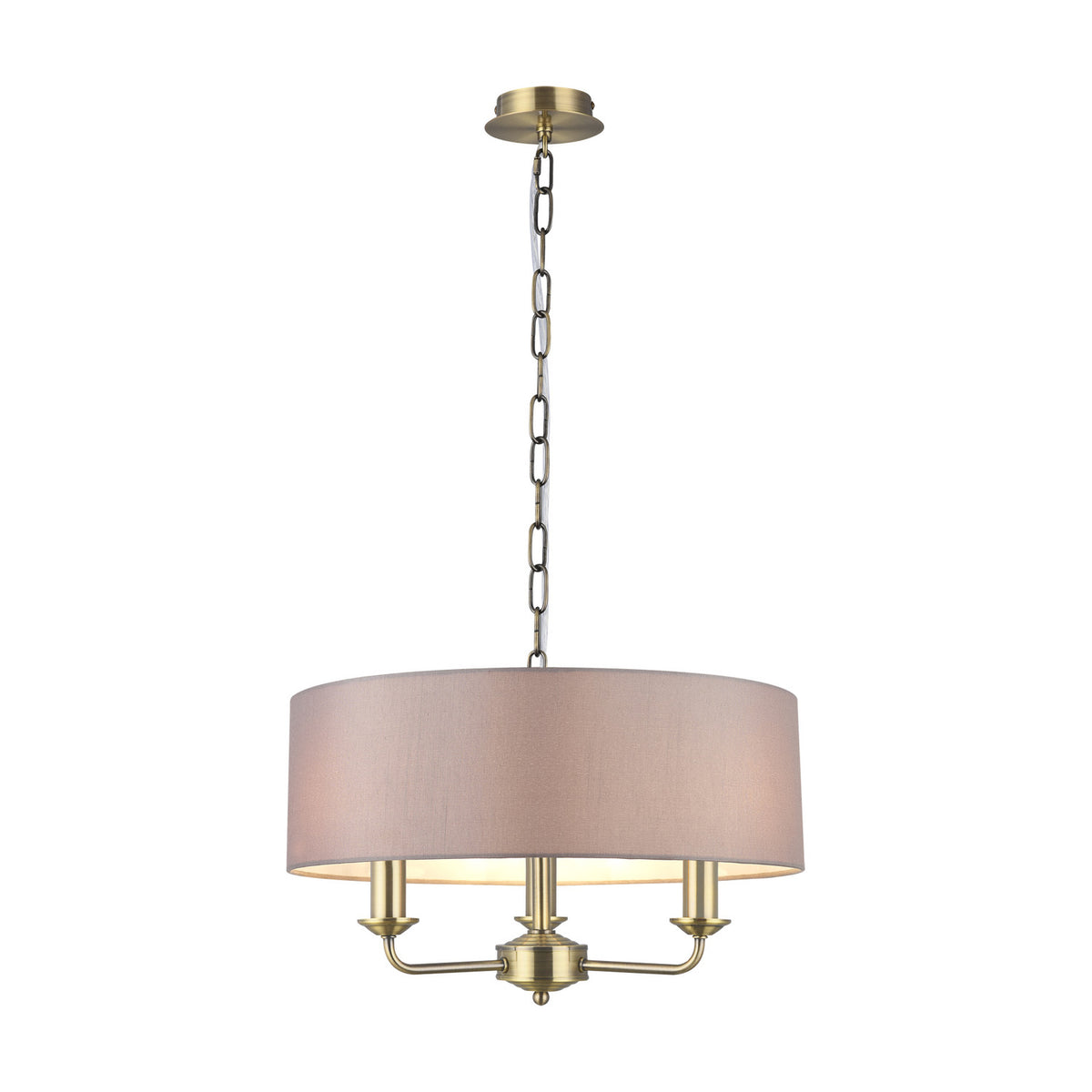 Banyan 3 Light E14 Iron Pendant Light 45cm Grey - Antique Brass
