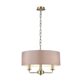 Banyan 3 Light E14 Iron Pendant Light 45cm Grey - Antique Brass