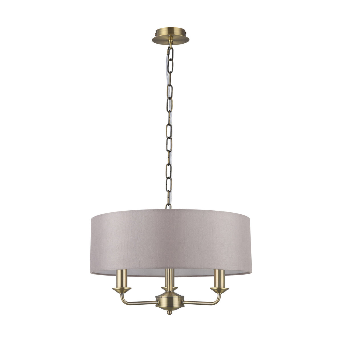 Banyan 3 Light E14 Iron Pendant Light 45cm Grey - Antique Brass