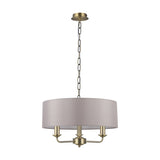 Banyan 3 Light E14 Iron Pendant Light 45cm Grey - Antique Brass