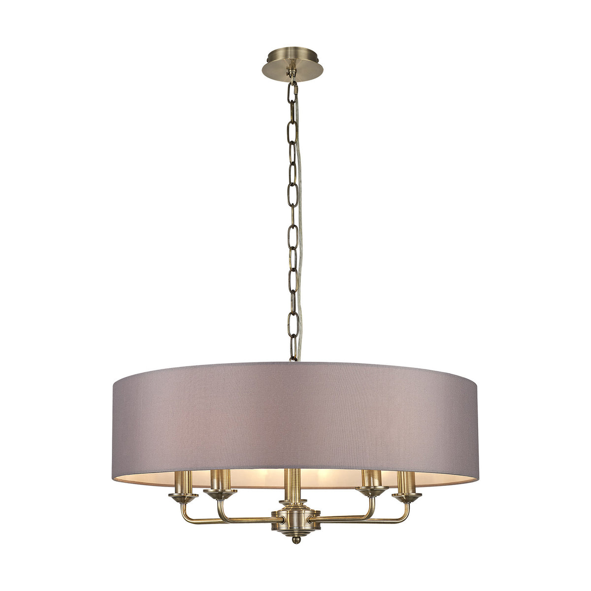 Banyan 5 Light E14 Pendant Light 60cm Grey - Antique Brass