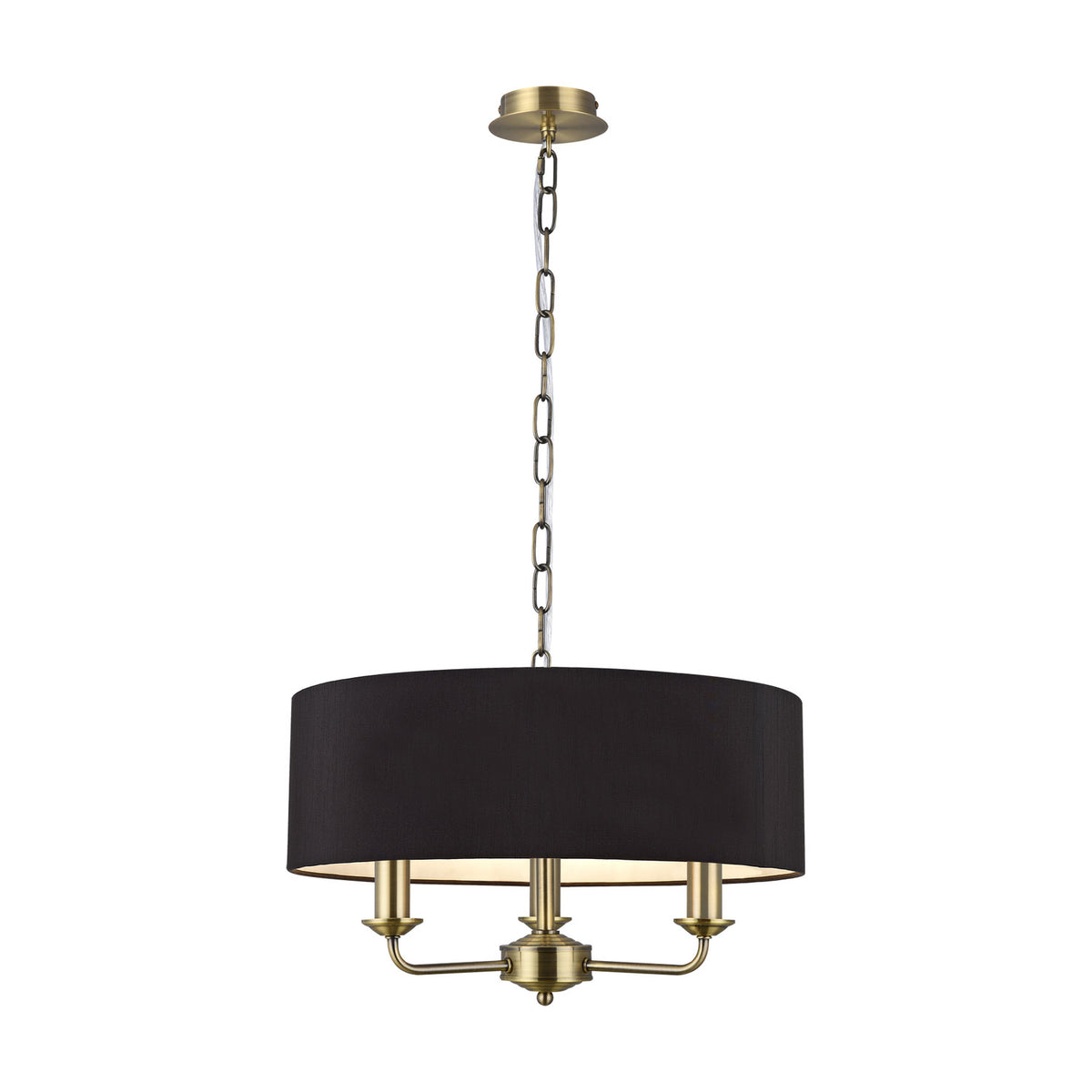 Banyan 3 Light E14 Iron Pendant Light 45cm Black - Antique Brass