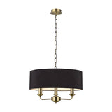 Banyan 3 Light E14 Iron Pendant Light 45cm Black - Antique Brass