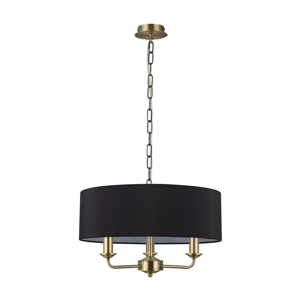 Banyan 3 Light E14 Iron Pendant Light 45cm Black - Antique Brass
