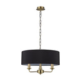Banyan 3 Light E14 Iron Pendant Light 45cm Black - Antique Brass