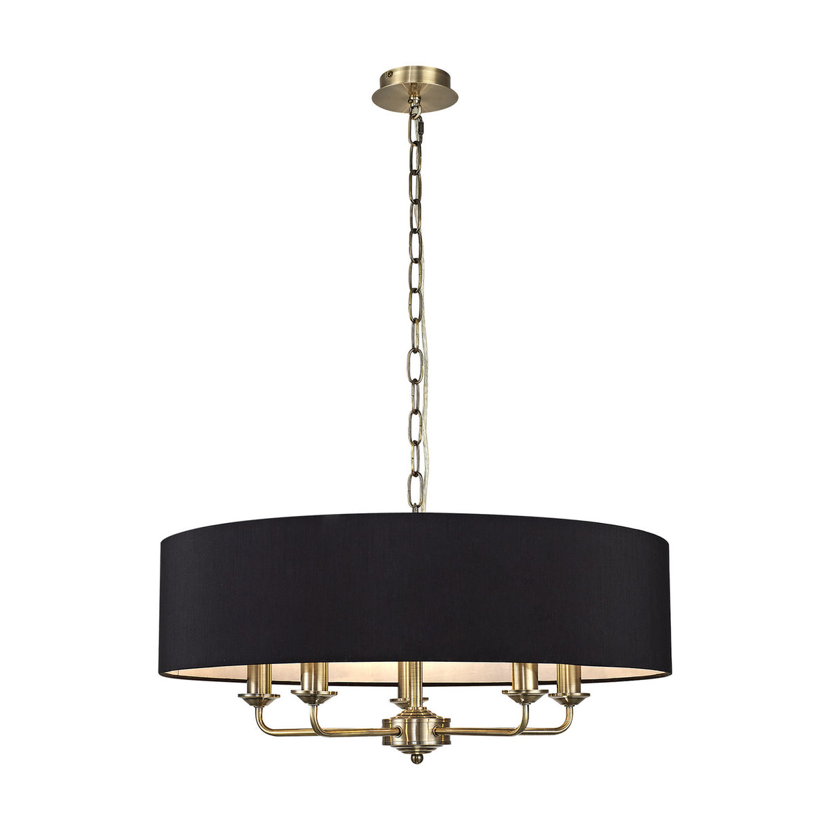 Banyan 5 Light E14 Pendant Light 60cm Black - Antique Brass