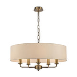 Banyan E14 5 Light Pendant Light Ivory Pearl 60cm - Antique Brass