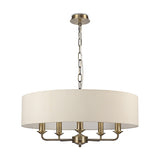 Banyan E14 5 Light Pendant Light Ivory Pearl 60cm - Antique Brass