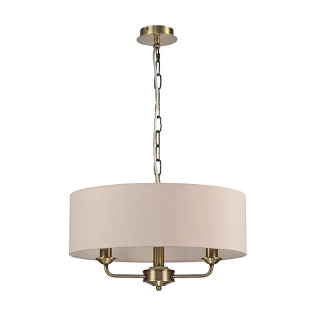 Banyan 3 Light E14 Pendant Light 45cm Nude Beige - Antique Brass