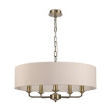 Banyan 5 Light E14 Pendant Light 60cm Nude Beige - Antique Brass