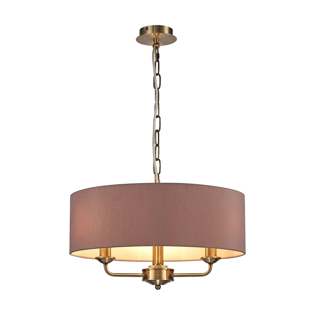 Banyan 3 Light E14 Pendant Light 45cm Taupe - Antique Brass