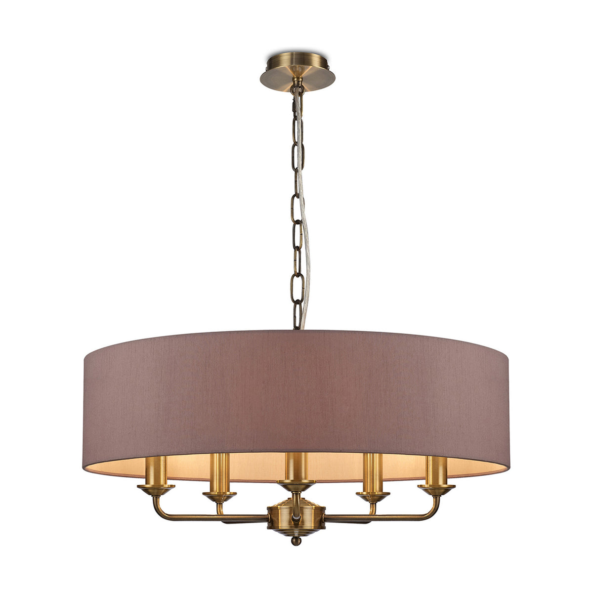 Banyan 5 Light E14 Pendant Light 60cm Taupe - Antique Brass