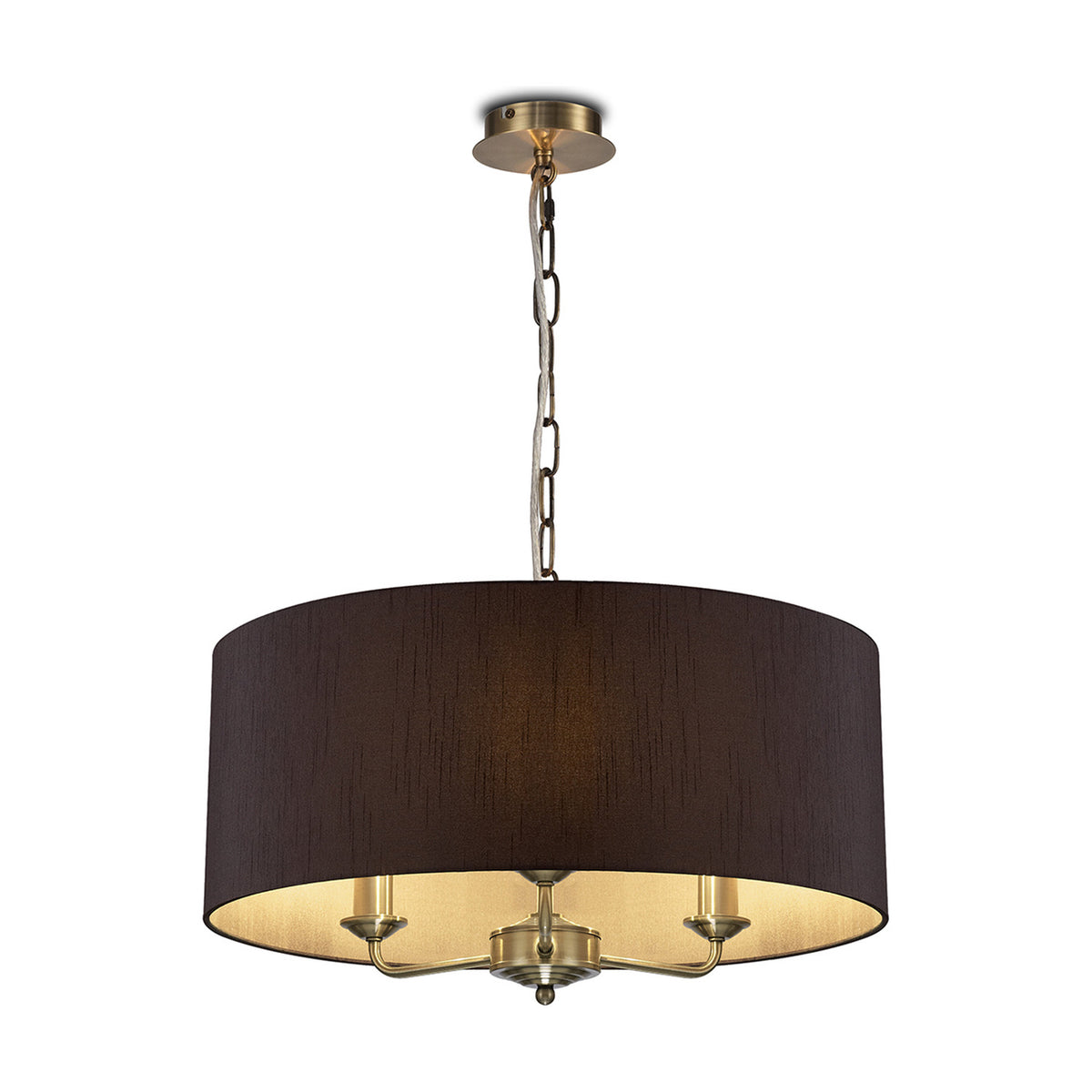 Banyan 3 Light E14 Pendant Light 50cm Black - Antique Brass