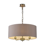 Banyan 3 Light E14 Pendant Light 50cm Grey - Antique Brass