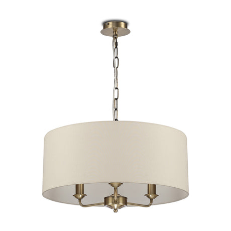Banyan 3 Light E14 Pendant Light 50cm Ivory Pearl - Antique Brass