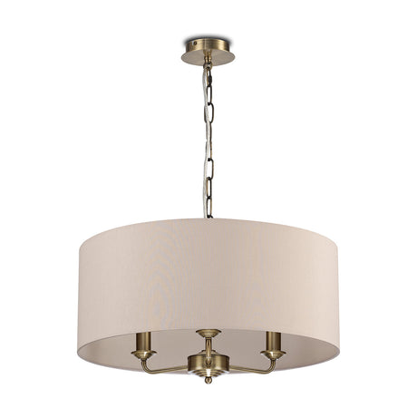 Banyan 3 Light E14 Pendant Light 50cm Nude Beige - Antique Brass
