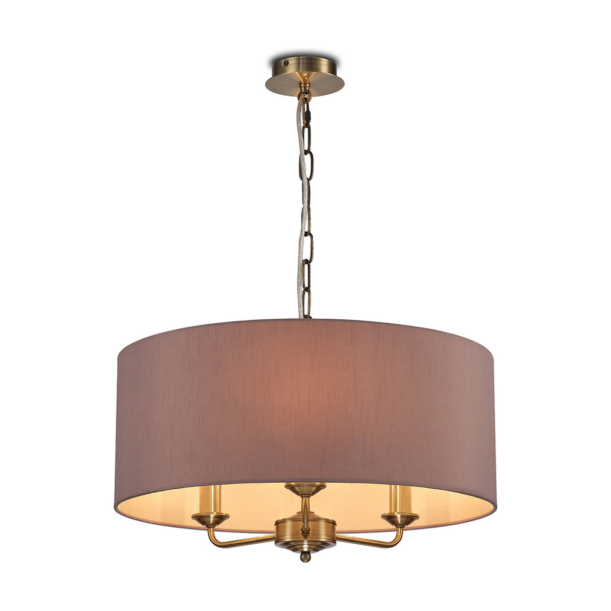 Banyan 3 Light E14 Pendant Light 50cm Taupe - Antique Brass