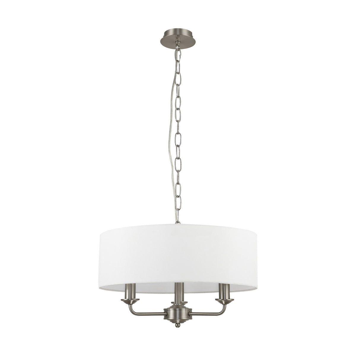 Banyan 3 Light E14 Pendant Light 45cm White - Satin Nickel