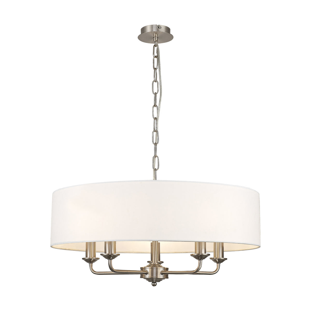 Banyan 5 Light E14 Pendant Light 60cm White - Satin Nickel