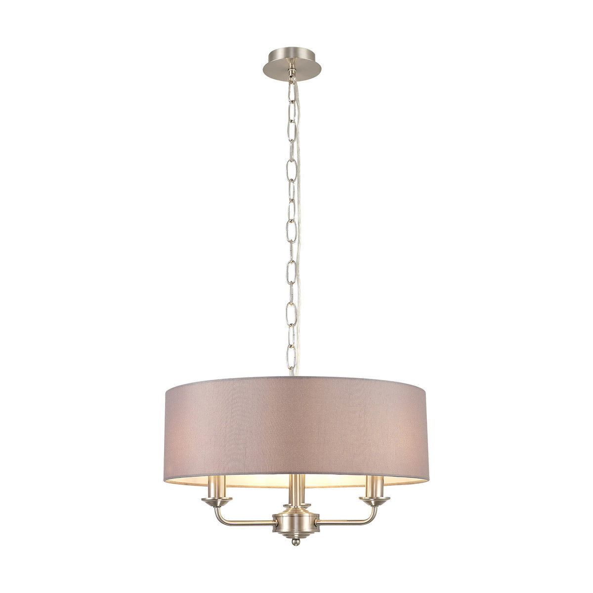 Banyan 3 Light E14 Iron Pendant Light 45cm Grey - Satin Nickel