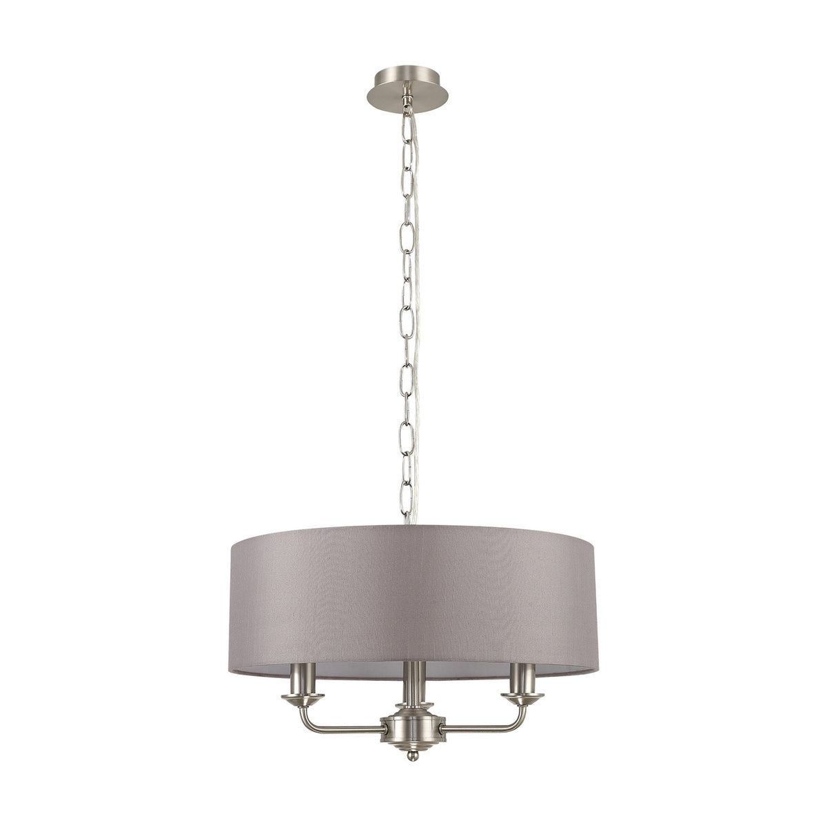 Banyan 3 Light E14 Iron Pendant Light 45cm Grey - Satin Nickel