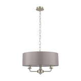 Banyan 3 Light E14 Iron Pendant Light 45cm Grey - Satin Nickel