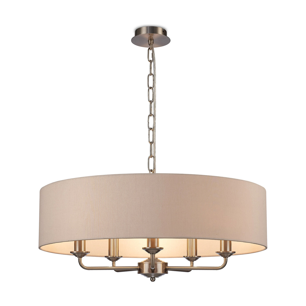 Banyan 5 Light E14 Pendant Light 60cm Nude Beige - Satin Nickel