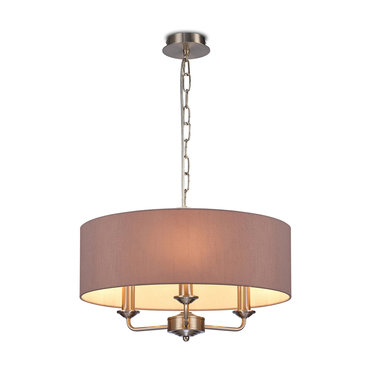 Banyan 3 Light E14 Pendant Light 45cm Taupe - Satin Nickel