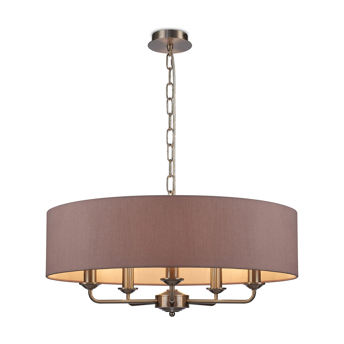 Banyan 5 Light E14 Pendant Light 60cm Taupe - Satin Nickel