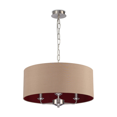 Banyan 3 Light E14 Pendant Light 50cm Antique Gold - Satin Nickel