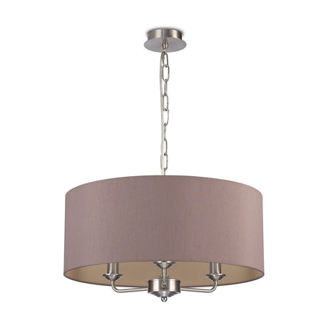 Banyan 3 Light E14 Pendant Light 50cm Taupe - Satin Nickel