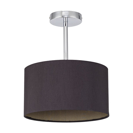 Baymont Semi Flush Ceiling Light Midnight Black - Polished Chrome