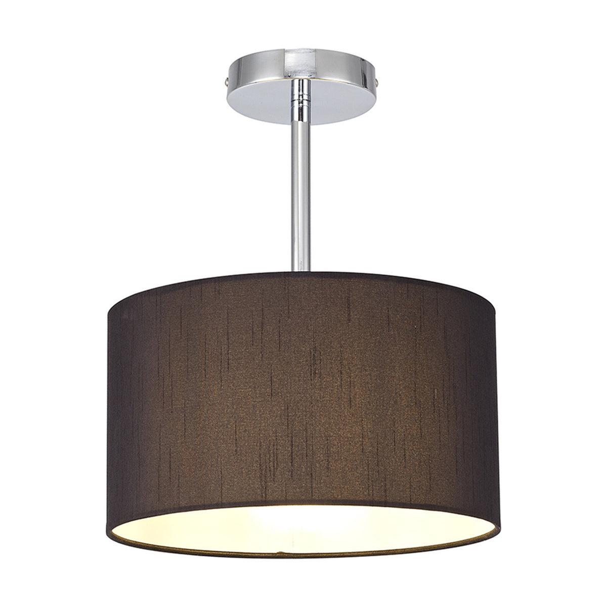 Baymont E27 Semi Flush Ceiling Light 30cm Black - Polished Chrome