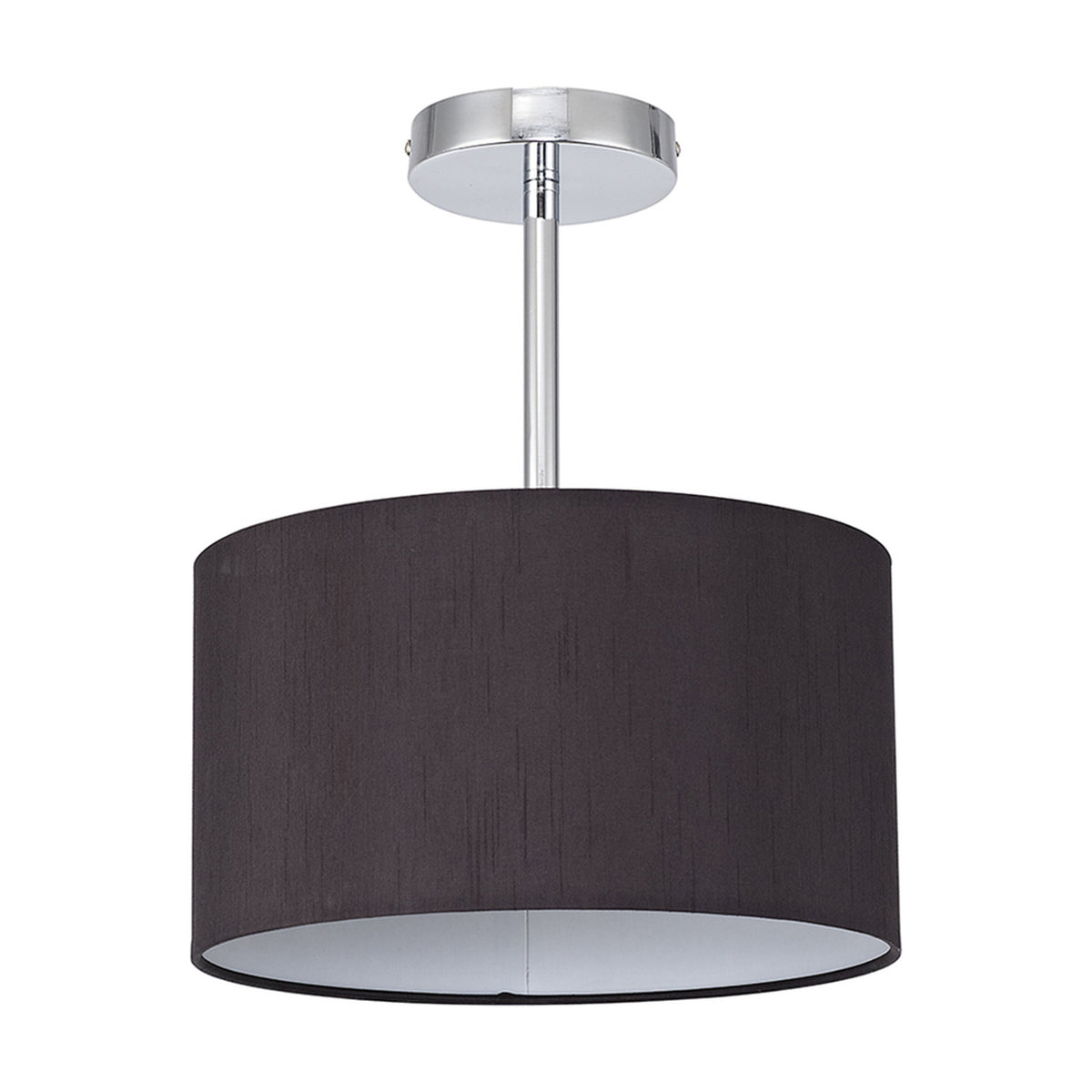 Baymont E27 Semi Flush Ceiling Light 30cm Black - Polished Chrome