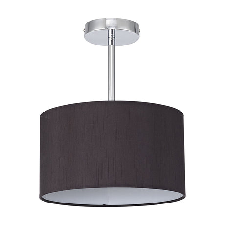 Baymont E27 Semi Flush Ceiling Light 30cm Black - Polished Chrome
