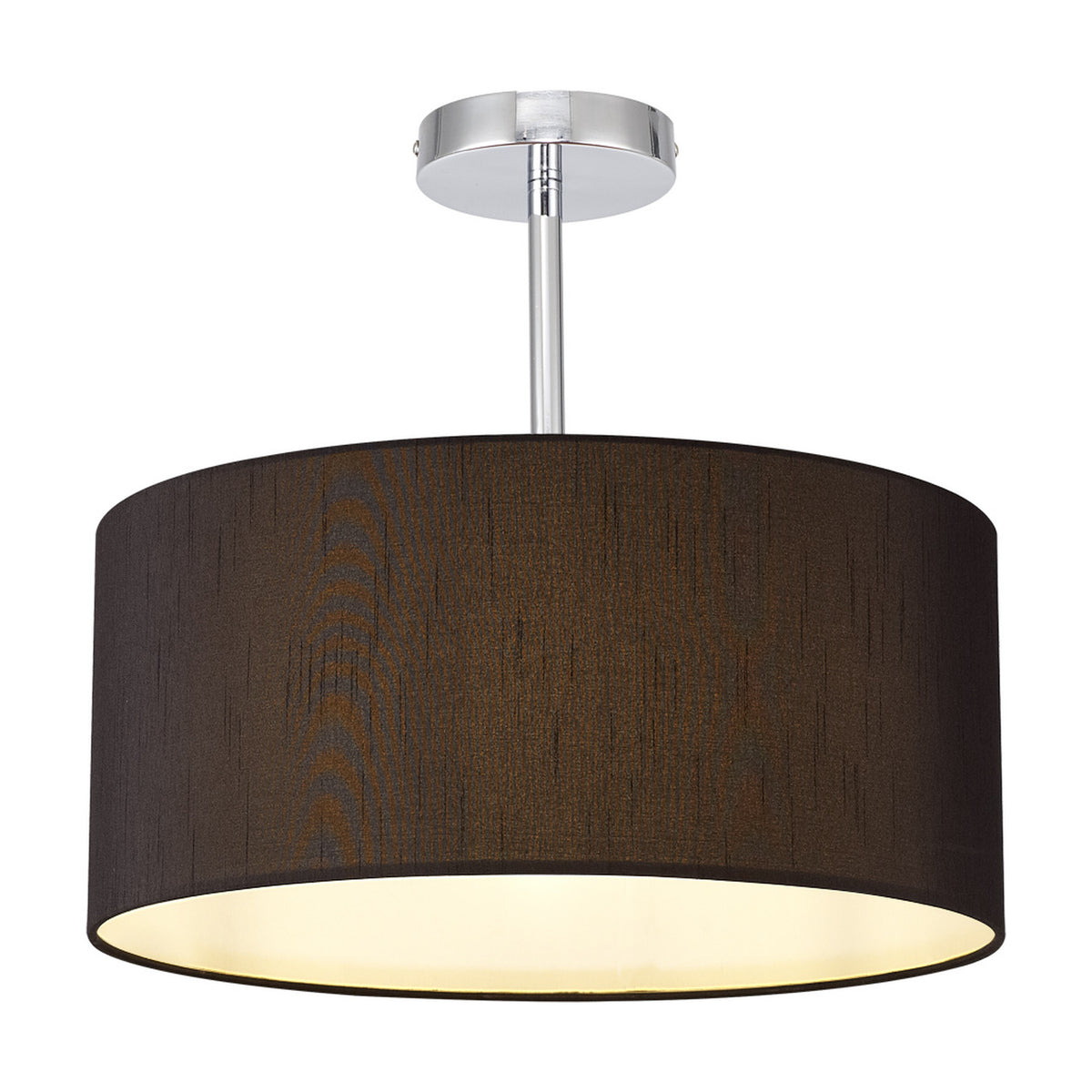 Baymont E27 Semi Flush Ceiling Light 40cm Black - Polished Chrome