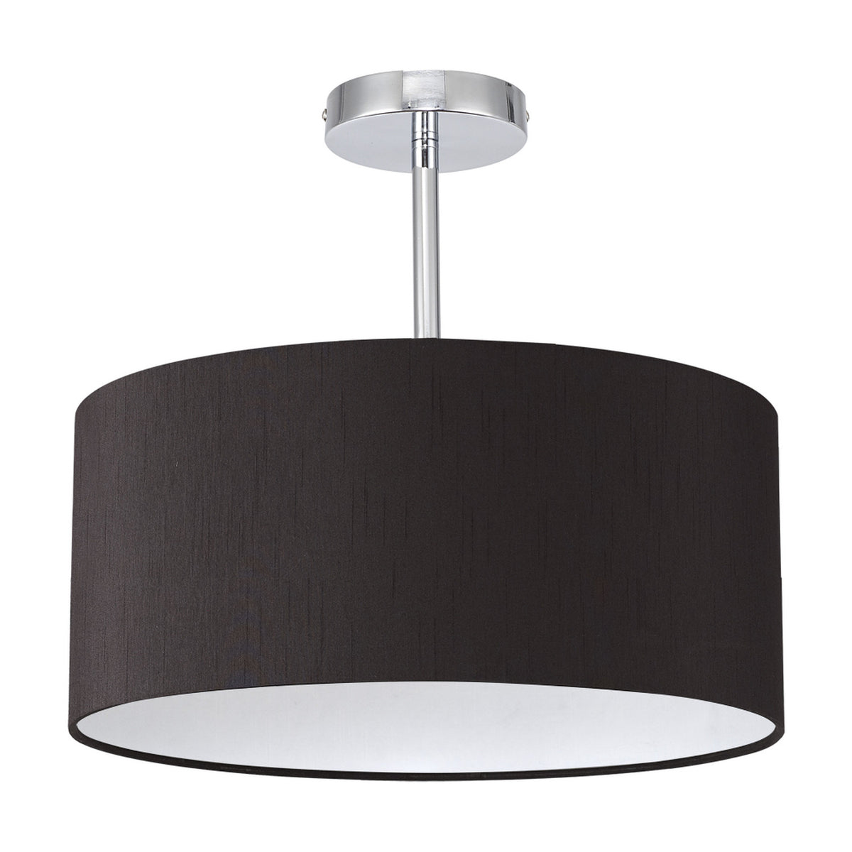 Baymont E27 Semi Flush Ceiling Light 40cm Black - Polished Chrome