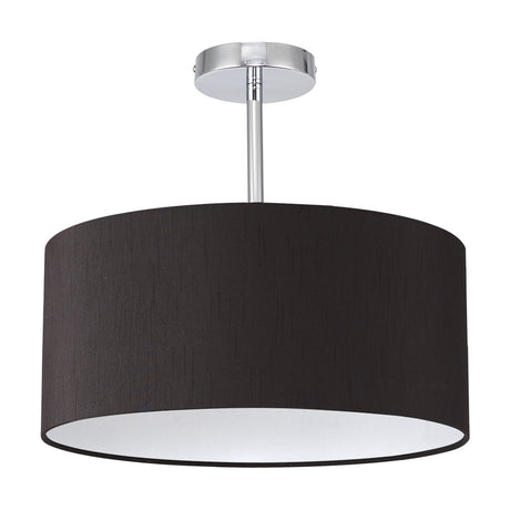 Baymont E27 Semi Flush Ceiling Light 40cm Black - Polished Chrome