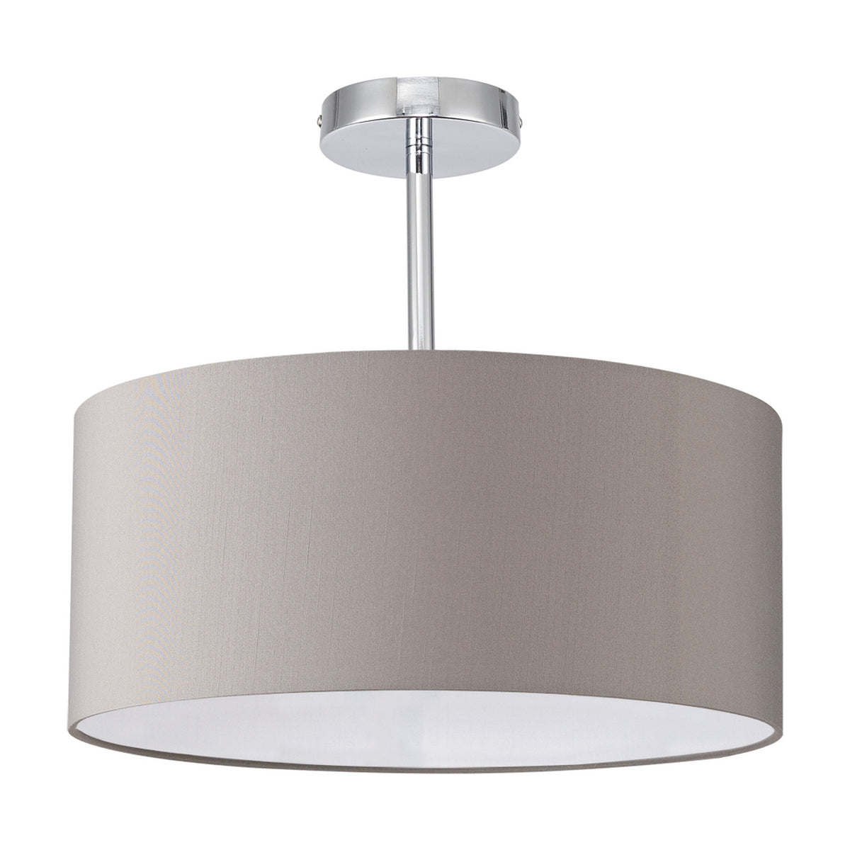 Baymont E27 Semi Flush Ceiling Light 40cm Grey - Polished Chrome
