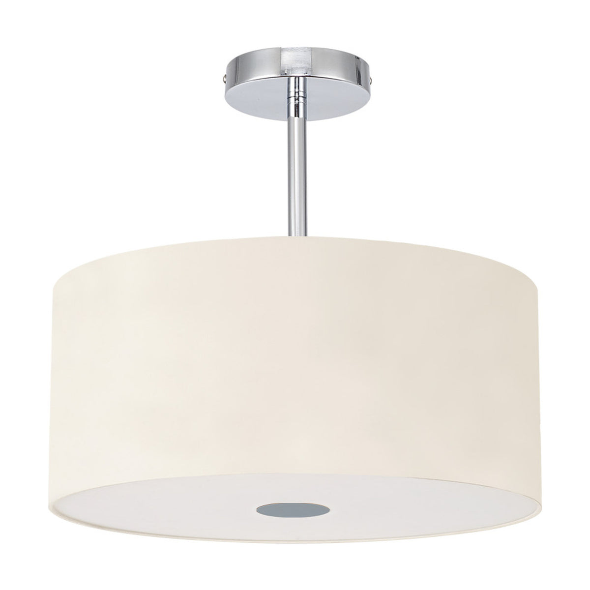 Baymont Frosted Diffuser Semi Flush Ivory 40cm - Polished Chrome