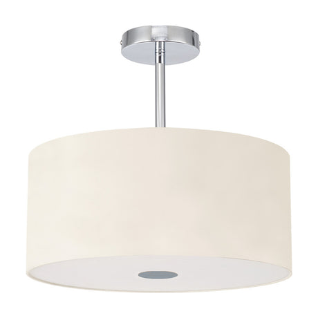 Baymont Frosted Diffuser Semi Flush Ivory 40cm - Polished Chrome
