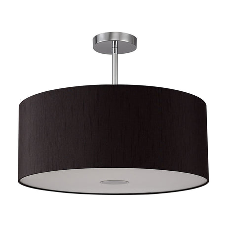 Baymont E27 Semi Flush Ceiling Light 50cm Black - Polished Chrome